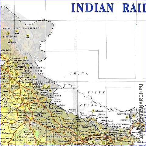 mapa de India em ingles