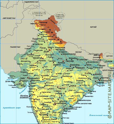 Fisica mapa de India