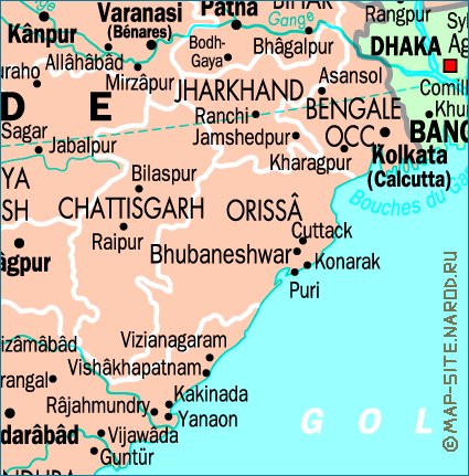 mapa de India em frances