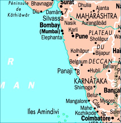 mapa de India em frances