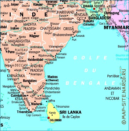 mapa de India em frances