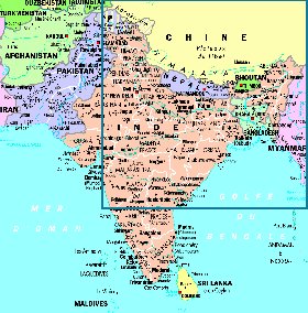 mapa de India em frances