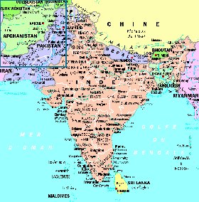 mapa de India em frances