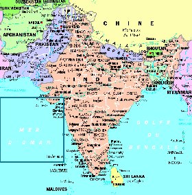 mapa de India em frances