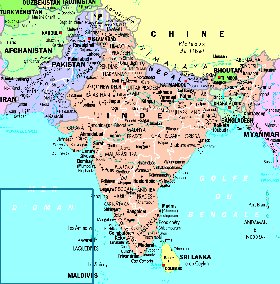 mapa de India em frances