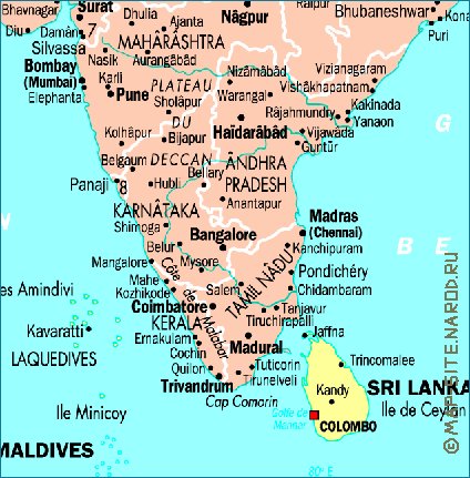 mapa de India em frances