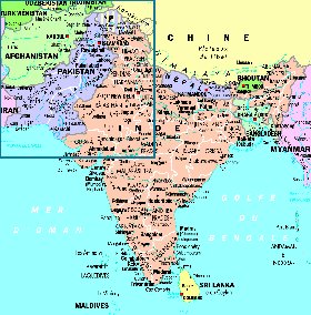 mapa de India em frances