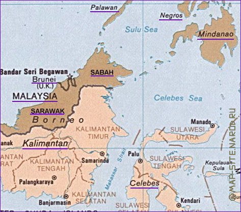 Administrativa mapa de Indonesia em ingles