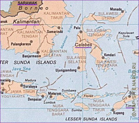 Administrativa mapa de Indonesia em ingles