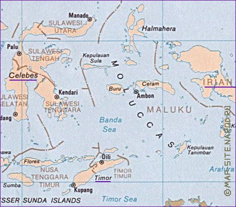 Administrativa mapa de Indonesia em ingles