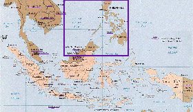 Administrativa mapa de Indonesia em ingles