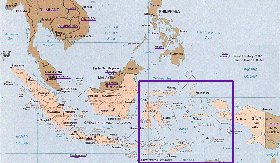 Administrativa mapa de Indonesia em ingles