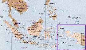 Administrativa mapa de Indonesia em ingles