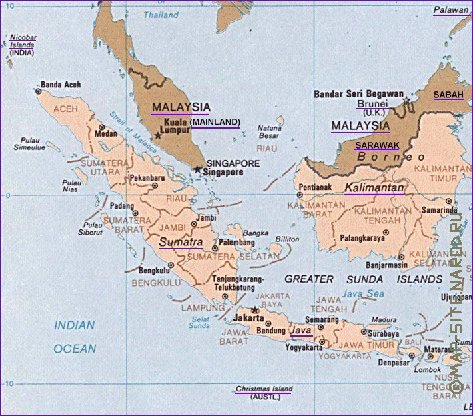 Administrativa mapa de Indonesia em ingles