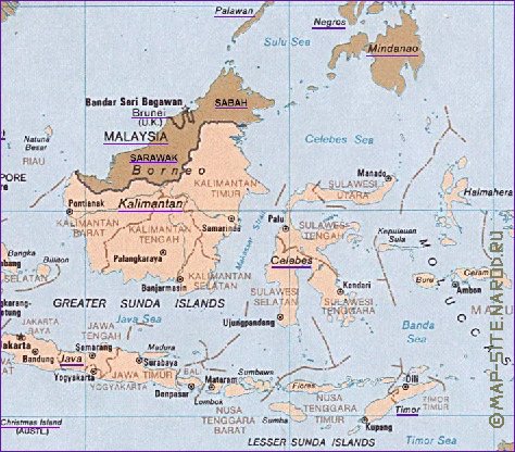 Administrativa mapa de Indonesia em ingles