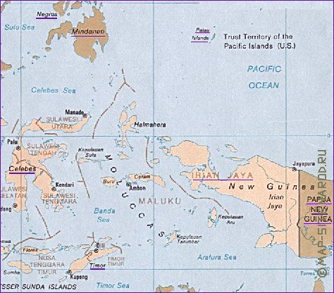 Administrativa mapa de Indonesia em ingles