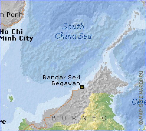 Physique carte de Indonesie en anglais