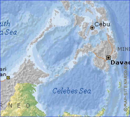 Physique carte de Indonesie en anglais