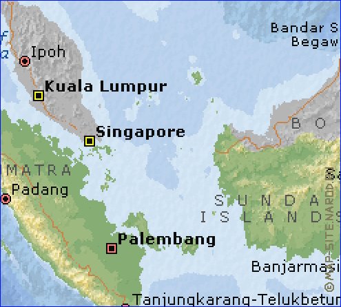 Physique carte de Indonesie en anglais