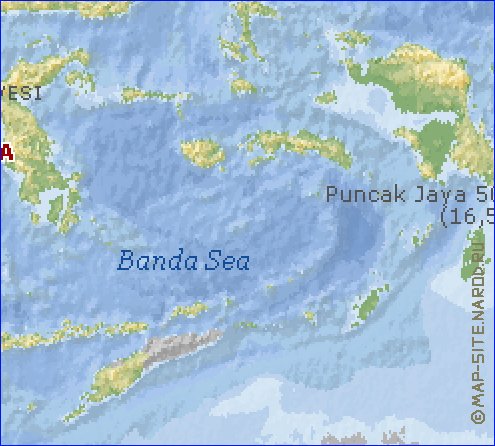 Physique carte de Indonesie en anglais