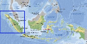 Physique carte de Indonesie en anglais