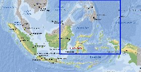 Physique carte de Indonesie en anglais