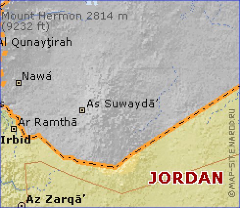 Physique carte de Jordanie