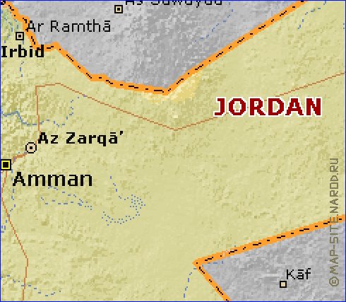 Physique carte de Jordanie