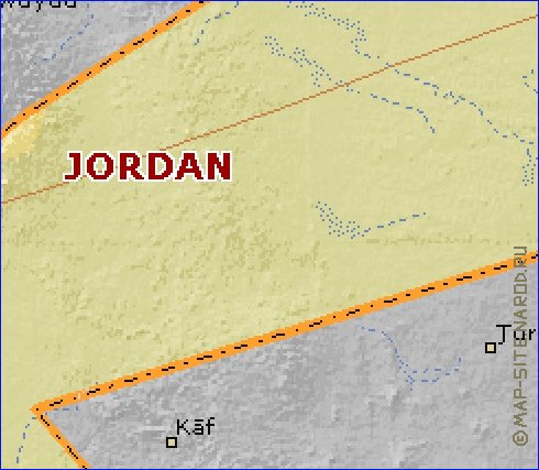 Physique carte de Jordanie