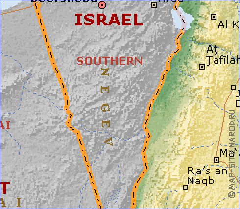 Physique carte de Jordanie