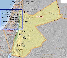 Physique carte de Jordanie