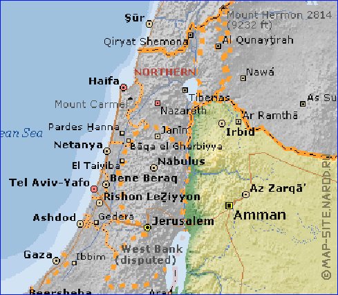 Fisica mapa de Jordania