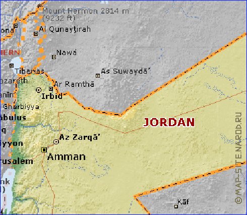 Fisica mapa de Jordania