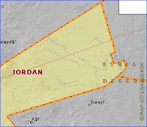 Physique carte de Jordanie