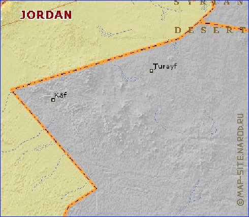 Physique carte de Jordanie