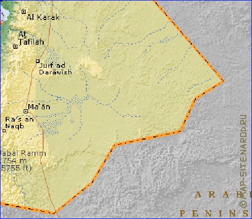 Fisica mapa de Jordania