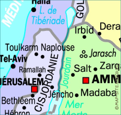 mapa de Jordania em frances