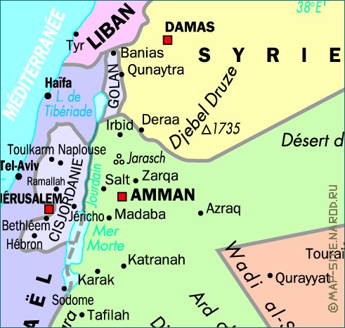 mapa de Jordania em frances