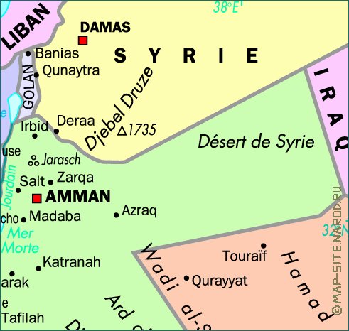 mapa de Jordania em frances