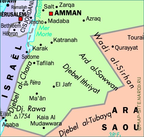 mapa de Jordania em frances