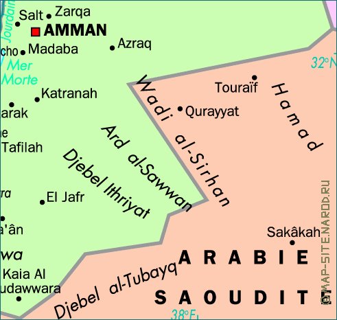 mapa de Jordania em frances