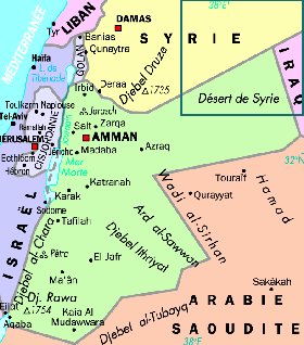 mapa de Jordania em frances