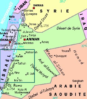 mapa de Jordania em frances