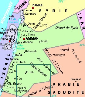 mapa de Jordania em frances