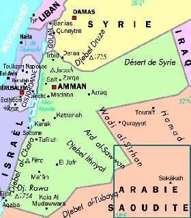 mapa de Jordania em frances