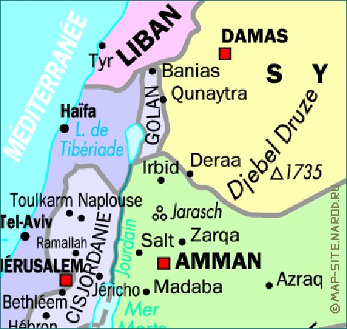 mapa de Jordania em frances