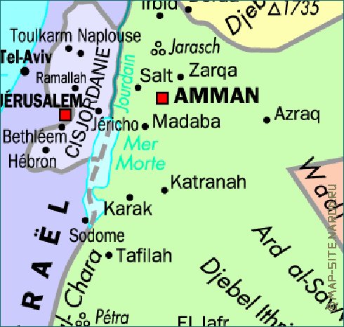 mapa de Jordania em frances