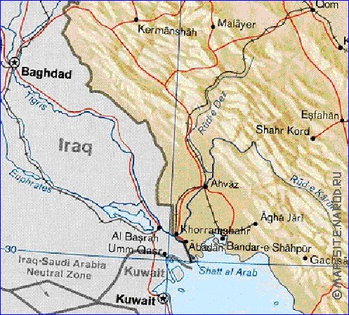 carte de Iran en anglais