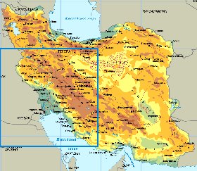 Physique carte de Iran