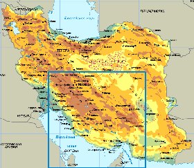 Physique carte de Iran